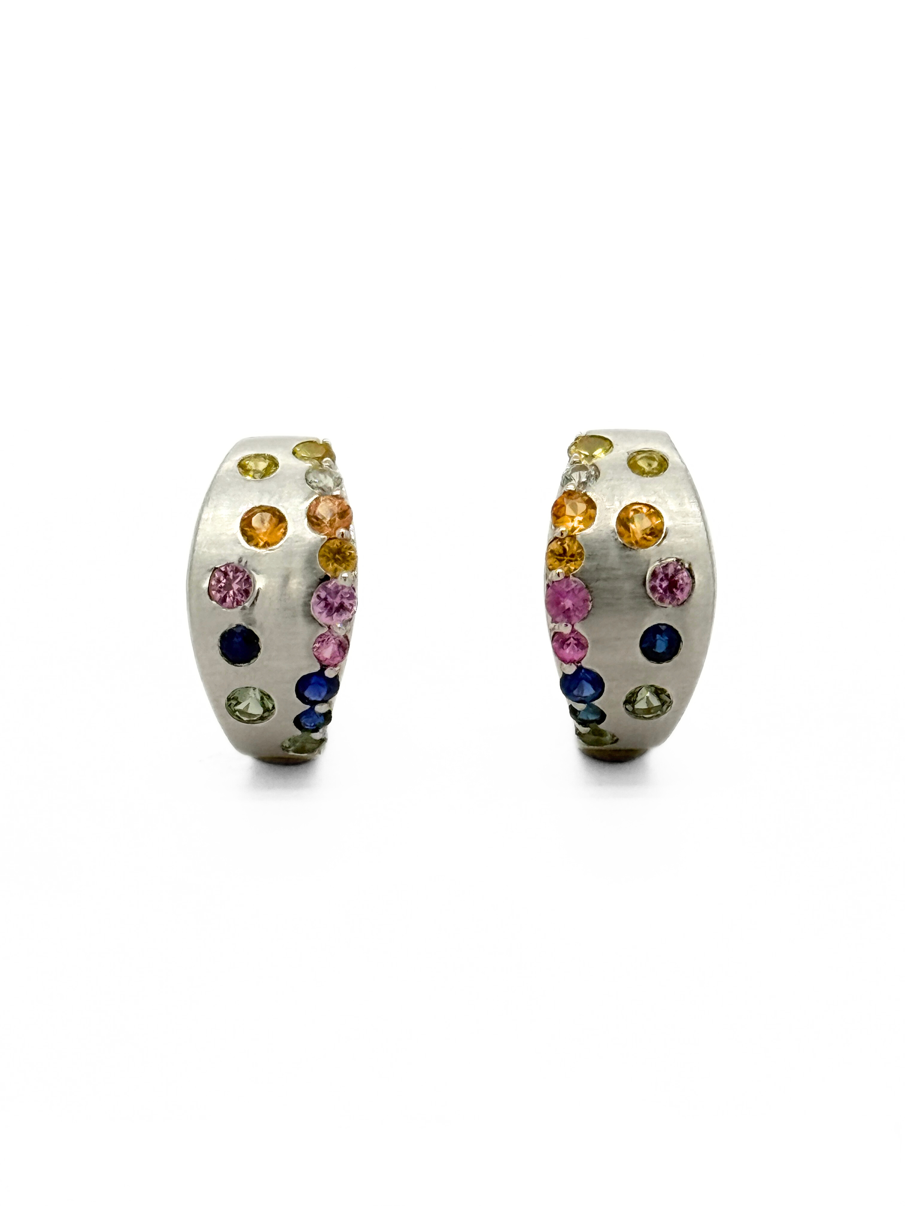 MULTI-COLOR-SAPP HUGGIE EARRINGS-402545